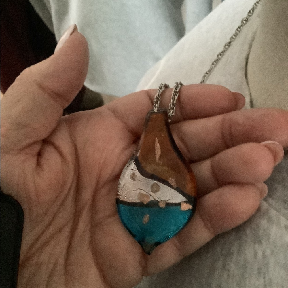 Elegant Multicolor Pendant Necklace Murano style
